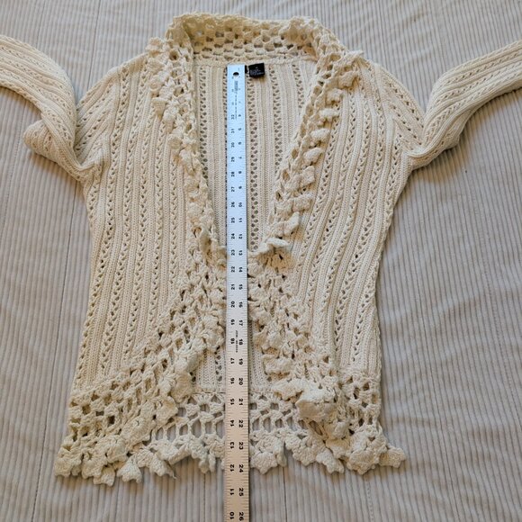 Vanity open front high low cream cardigan EUC Medium - Picture 5 of 8